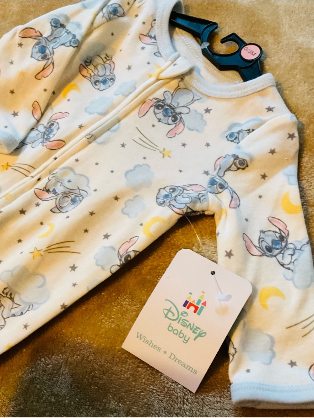 Disney Baby Wishes + Dreams White & Light Blue Stitch Cloud Sack / Foot Sleeper
